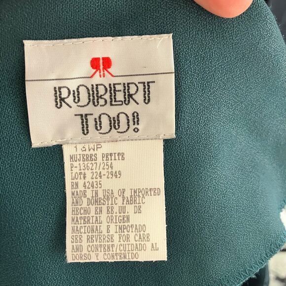 Robert Too Mujeres Petite Green Mesh Overlay Sheath Dress 16WP Made in USA - Picture 10 of 12